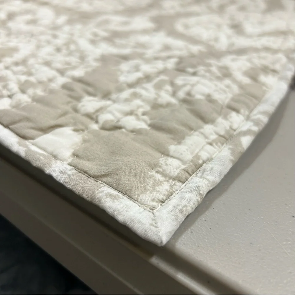 Pottery Barn Deepika Padukone Quilted Pillow Sham Cover Euro Square Neutral NEW